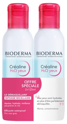 Bioderma CrƩaline H2O Sensitive Eyes And Lips Biphase Micellar 2 X 125Ml