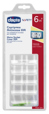 Chicco 10 Mains Socket Covers With Keys 6 Months And +