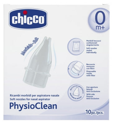 Chicco Physio Clean Soft Nozzles For Nasal Aspirator 0 Month And + 10 Pieces