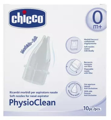 Chicco Physio Clean Soft Nozzles For Nasal Aspirator 0 Month And + 10 Pieces