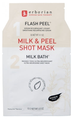 Erborian Milk & Peel Shot Mask 1 Flash Peel Serum 3G + 1 Milk Bath Sheet Mask 15G