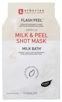 Erborian Milk & Peel Shot Mask 1 Flash Peel Serum 3G + 1 Milk Bath Sheet Mask 15G