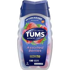 Tums Extra Strength 750 Chewable Antacid Tablets, Assorted Berries Flavor, 100 Count