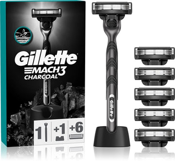 Gillette Mach3 Charcoal Shaver With A Stand + Replacement Blades