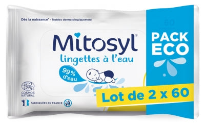 Mitosyl Water Wipes Set Of 2 X 60 Wipes