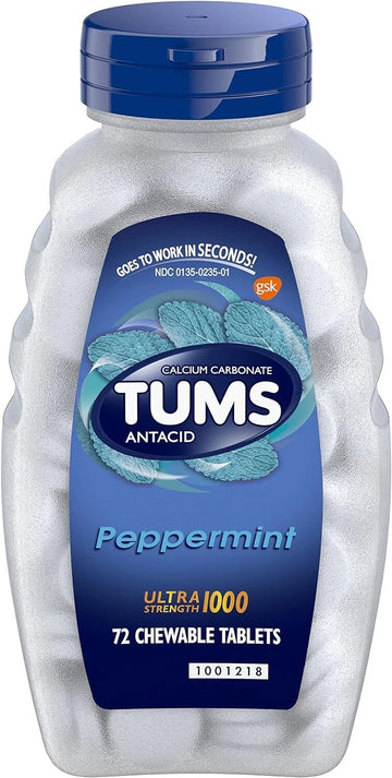 Tums Ultra 1000 Antacid, Peppermint 72 Chewable Tablets
