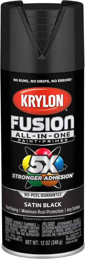 Krylon Fusion All-In-One Adhesive Spray Paint for 12 Ounce (Pack of 1), Black