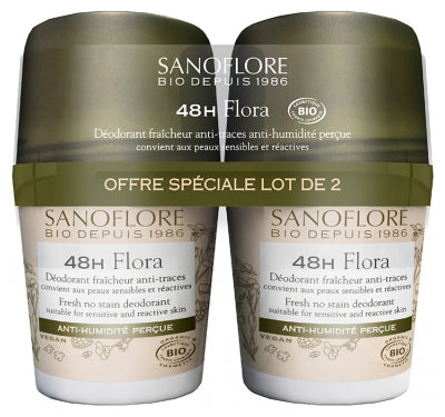 Sanoflore 48H Flora Roll-On Organic 2 X 50Ml