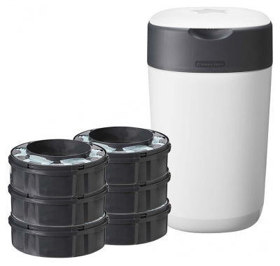 Tommee Tippee Twist & Click Nappy Bin + 6 Refills
