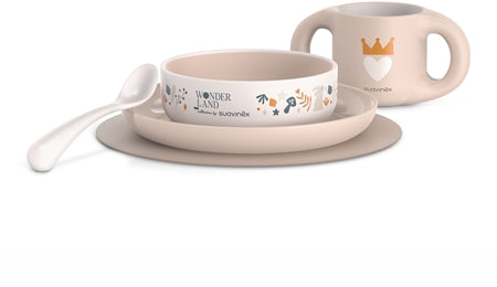 Suavinex Wonderland Toddler Feeding Set Pink Dinnerware Set 6 M+