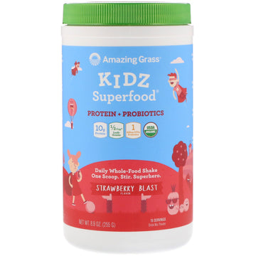 Amazing Grass, Kidz Superfood, Protein + Probiotics, Strawberry Blast