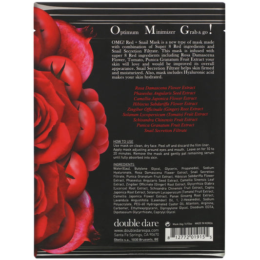 Double Dare, Red Snail Beauty Mask, 1 Sheet (26 G)