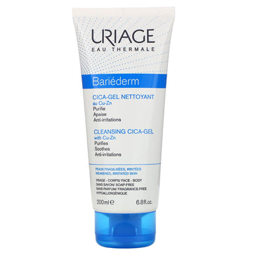 Uriage, Bariederm, Cleansing Cica-Gel with Cu-Zn, Fragrance-Free (200 ml)