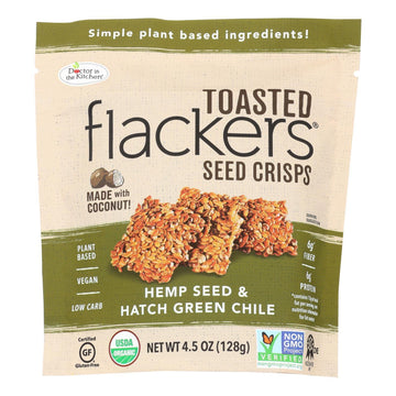 Doctor In The Kitchen - Toasted Flackers Seed Crisps Hemp Seed & Hatch Green Chile