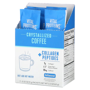 Vital Proteins, Crystallized Coffee + Collagen Peptides, Unflavored, 0.32 Oz (9 G) Each