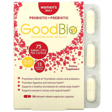 Bioschwartz, Goodbio, Women'S Daily Probiotic + Prebiotic, 75 Billion Cfu Delayed-Release Vegetarian Capsules