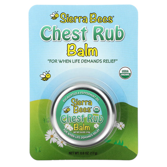 Sierra Bees, Chest Rub Balm, Eucalyptus & Peppermint (17 G)