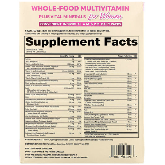 Dr. Mercola, Whole-Food Multivitamin Plus Vital Minerals For Women, A.M. & P.M. Daily Packs