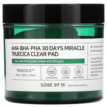 Some By Mi, AHA/BHA/PHA 30 Days Miracle Truecica Clear Pad, 70 Pads(125 ml)