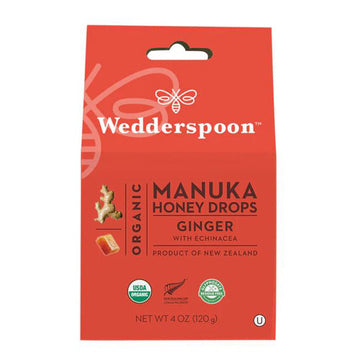 Organic Manuka Honey Drops Ginger With Echinacea 4 Oz By Wedderspoon