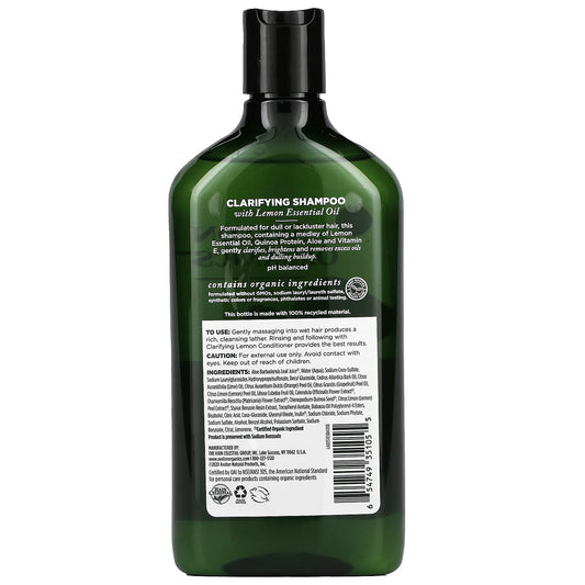 Avalon Organics, Shampoo, Clarifying Lemon (325 ml)