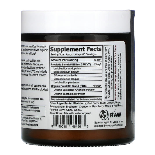 Sunbiotics, Just 4 Kids! Potent Probiotics With Organic Prebiotics Powder, Bountiful Berry, 5 Billion