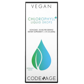 Codeage, Vegan Chlorophyll+ Liquid Drops, Peppermint, 50 Mg (60 Ml)