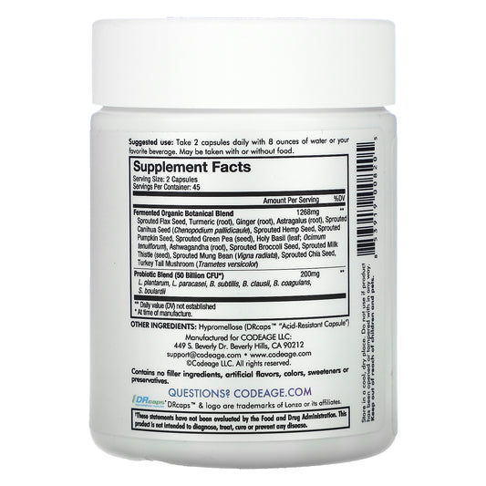 Codeage, Digestion, Sbo Probiotic+, 50 Billion 90 Capsules