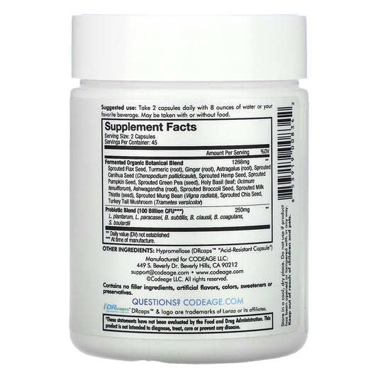 Codeage, Digestion, Sbo Probiotic+, 100 Billion Cfu Capsules