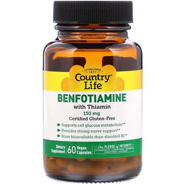 Country Life, Benfotiamine With Thiamin, 150 Mg Vegan Capsules