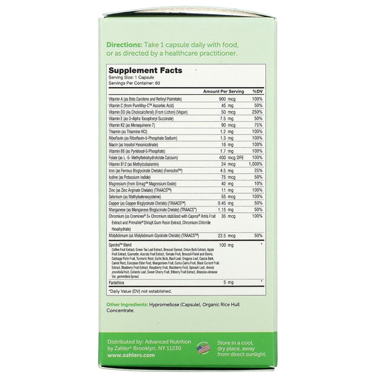 Zahler, One Daily, Daily Multivitamin With 20 Vitamins & Minerals + Spectra Blend