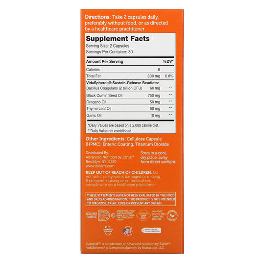 Zahler, Candaid, Supports Intestinal Health & Yeast Balance