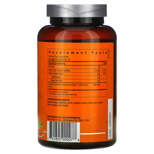 New Nordic, Turmeric Vegan Gummies With Curcuma Extract, Mango-Orange Gummies