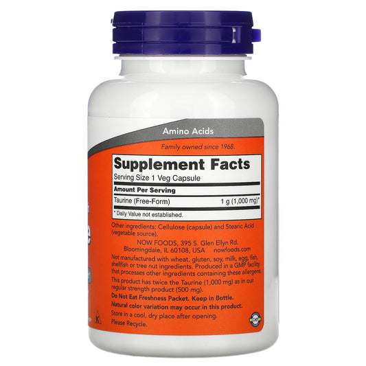 Now Foods, Taurine, Double Strength, 1,000 Mg
