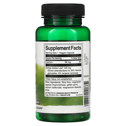 Swanson, Ginkgo Biloba Extract, 120 Mg, Veggie Drcaps