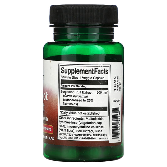 Swanson, Bergamot Extract, 500 Mg Veggie Caps