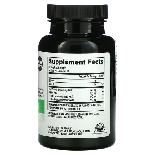 Zenwise Health, Vegan Omega-3 Softgels
