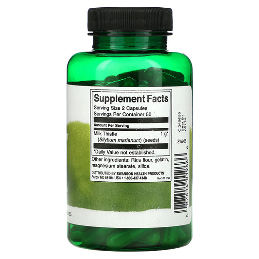 Swanson, Milk Thistle, 500 Mg, Capsules