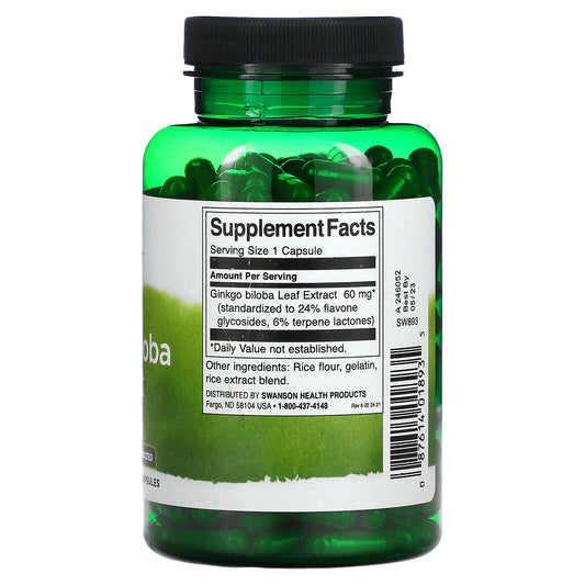 Swanson, Ginkgo Biloba Extract, 60 Mg, Capsules