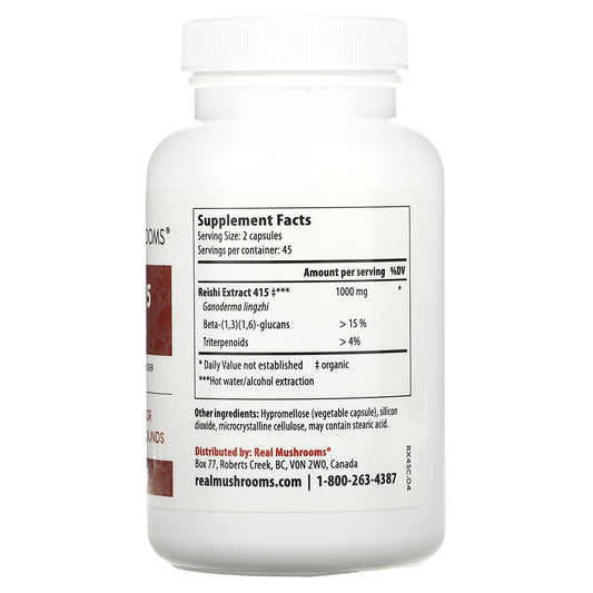 Real Mushrooms, Reishi 415, Longevity Capsules