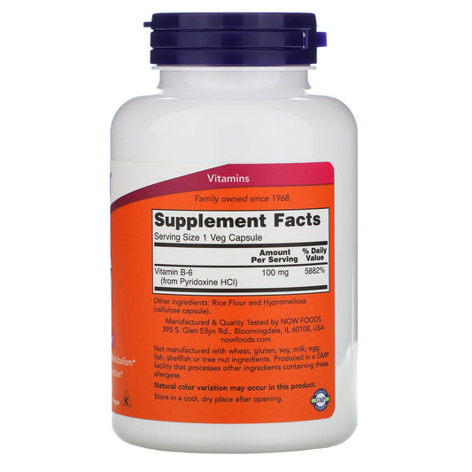 Now Foods, B-6, 100 Mg, Veg Capsules