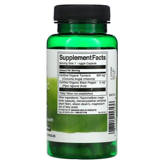 Swanson, Turmeric & Black Pepperm Veggie Capsules