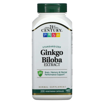 21St Century, Ginkgo Biloba Extract, Standardized, Vegetarian Capsules