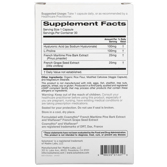 Solumeve, Beauty Blossom Complex, Skin Hydration & Collagen Production,  Veggie Capsules
