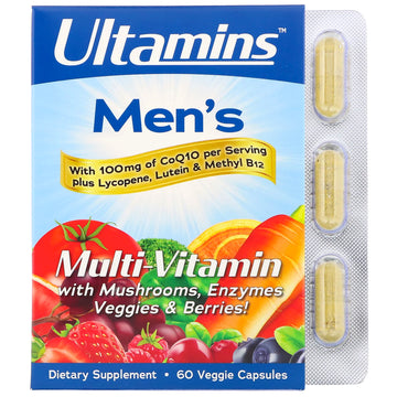 Ultamins, Men'S Multivitamin With Coq10, Mushrooms, Enzymes, Veggies & Berries