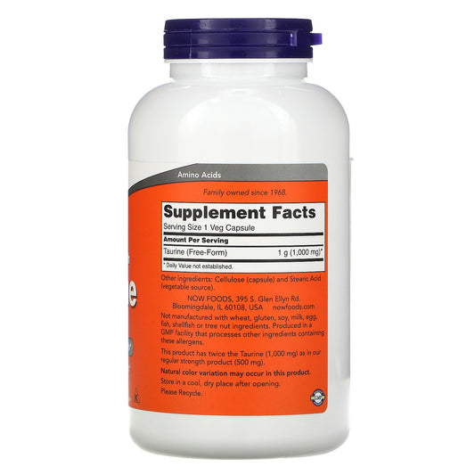 Now Foods, Double Strength Taurine, 1,000 Mg
