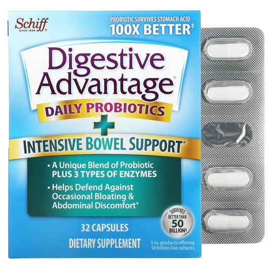 Schiff, Digestive Advantage, Daily Probiotics + Intensive Bowel Support Capsules