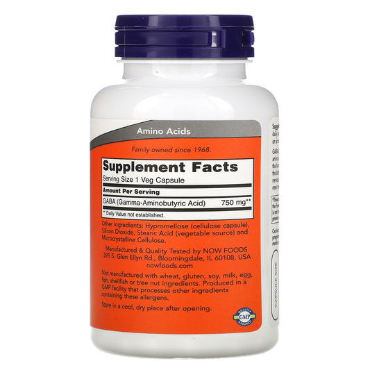 Now Foods, Gaba With Vitamin B-6, 750 Mg