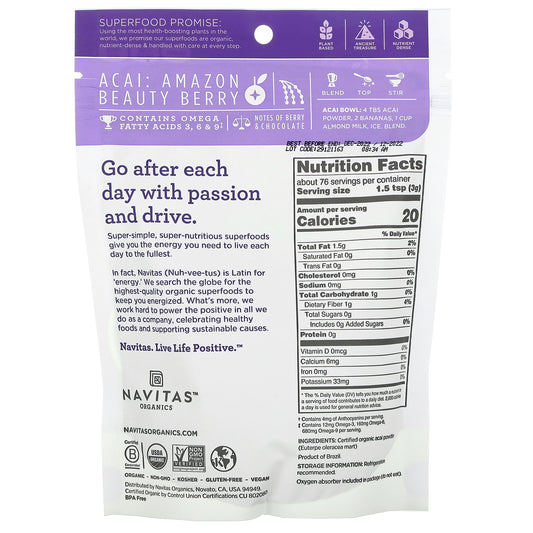 Navitas Organics, Organic Acai Powder (227 G)