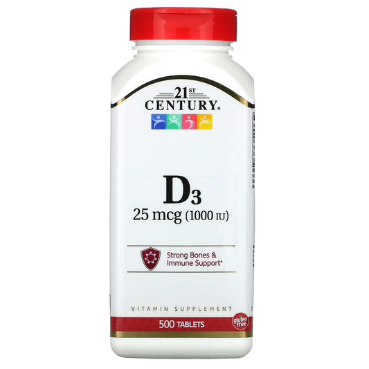 21St Century, Vitamin D3, 25 Mcg (1,000 Iu), Tablets